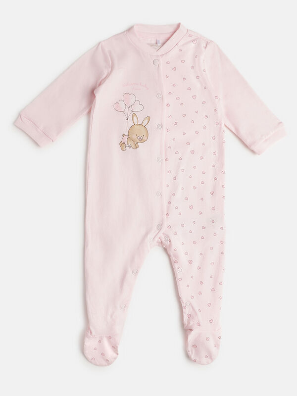Girls Light Pink Knitted Front Opening Babysuit image number null